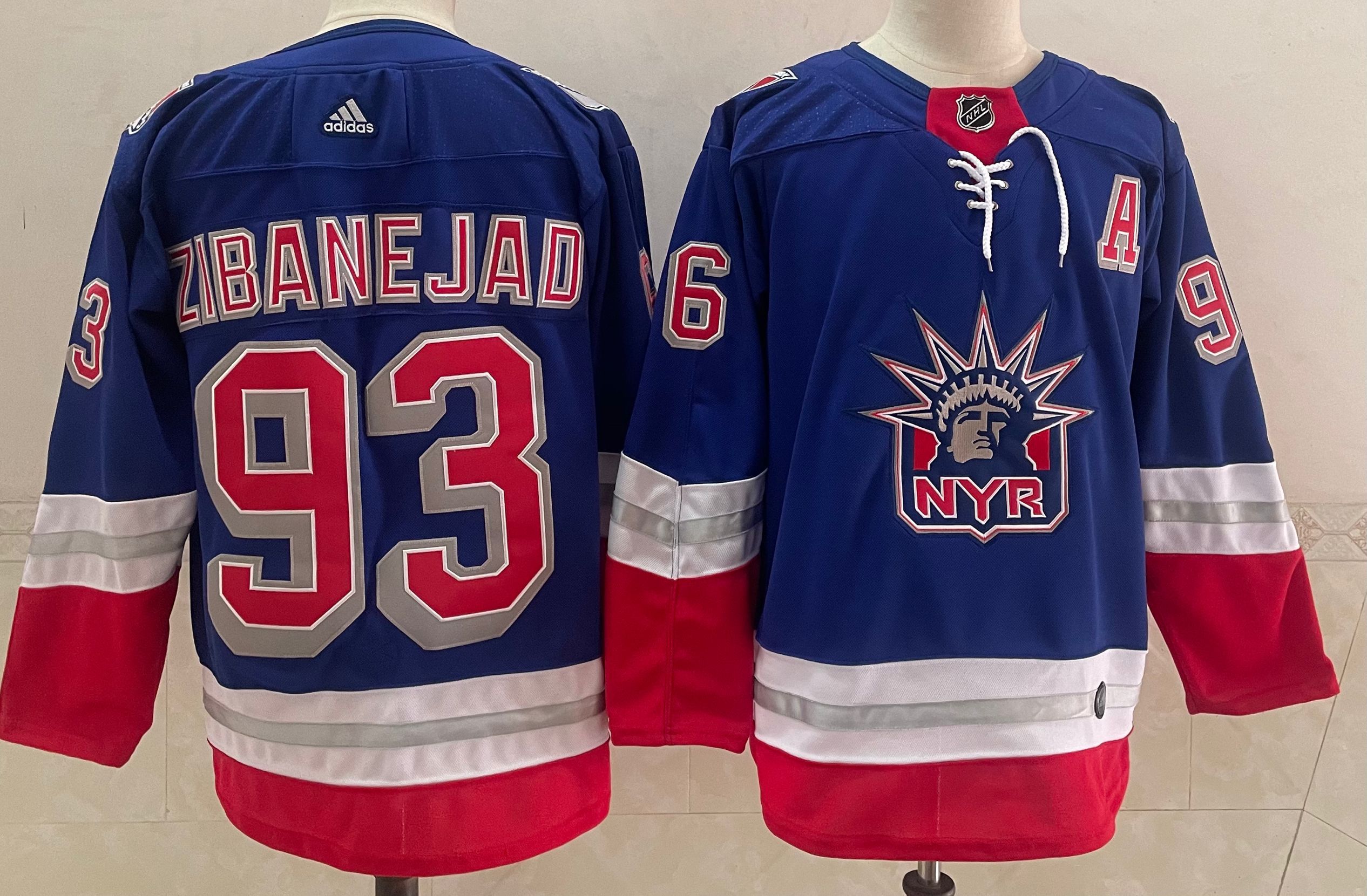 Men New York Rangers #93 Zibanejad Blue Authentic Stitched 2021 Adidias NHL Jersey